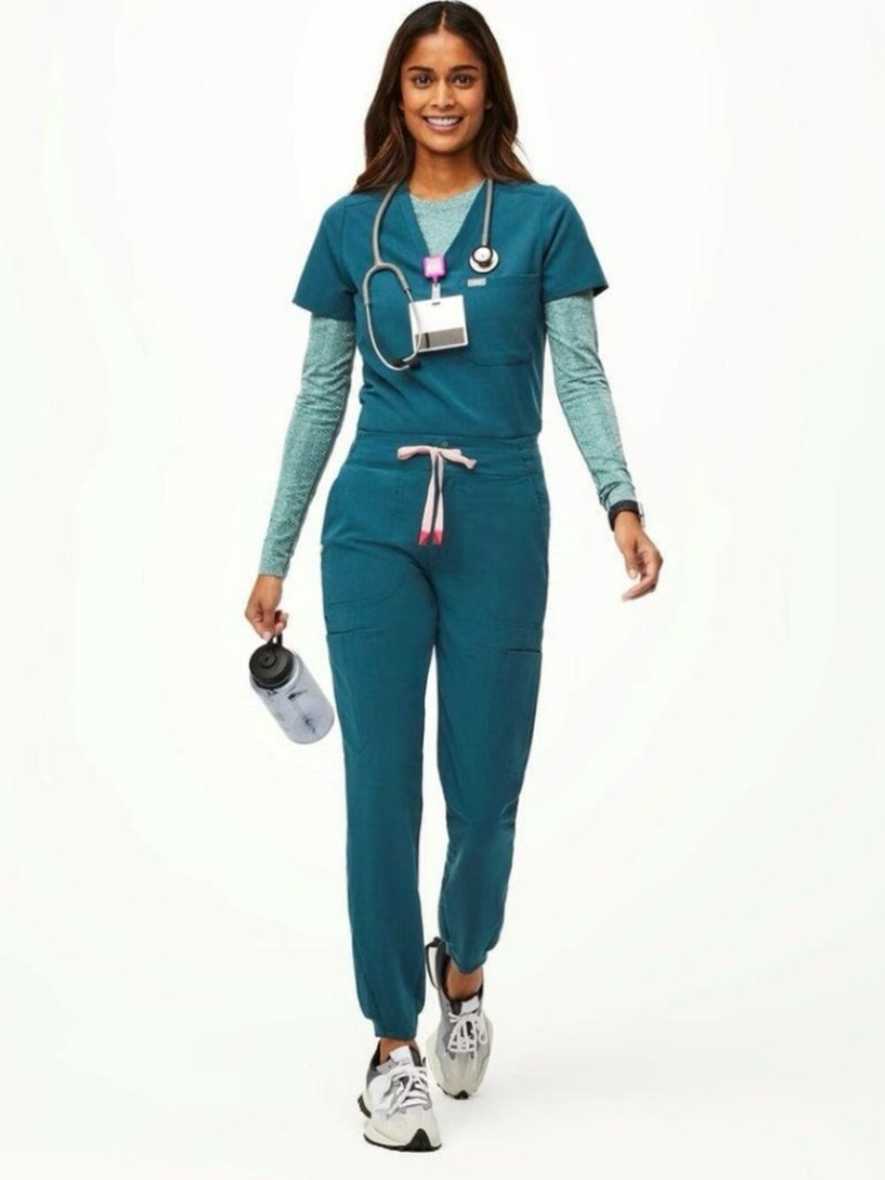 FIGS Slim Sumaiya High Waisted Scrub Pants Caribbean Blue Size S